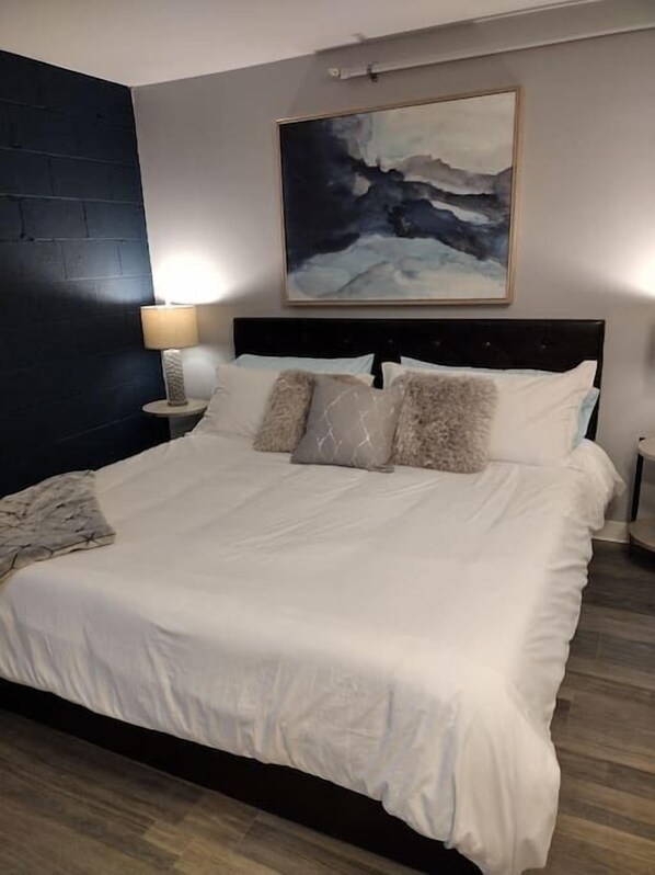 A comfortable studio suite with a king bed.