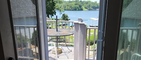 Upstairs deck facing the lake