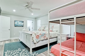 Primary BR with Twin bunks and attached ensuite bath.