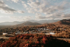 Aerial View of Downtown Black Mountain and Surrounding Mountains