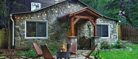 Backyard - Fenced, with fire pit and patio