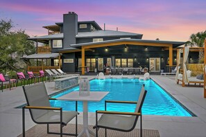 The Dripping Springs Social is a stunning resort-style home and the perfect oasis for your next getaway in Dripping Springs, Texas. 