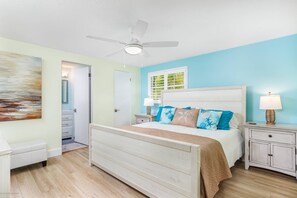 Master bedroom with a King bed, walk-in closet and en-suite bathroom