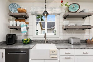 Plenty of dishware is provided as well as all the small appliances and cookware you could ever need.