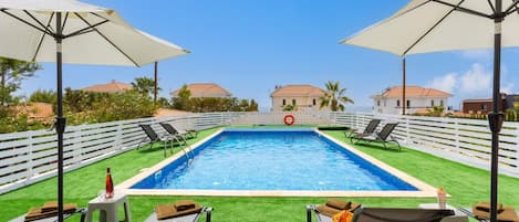 Private pool and terrace with sea views