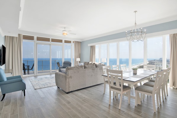 Direct unobstructed beach views from living area and primary bedroom 