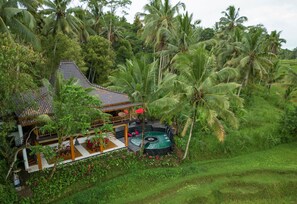 Drone shot of private 3 bedroom villa