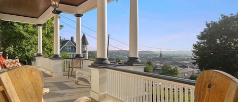 Dubuque's best front porch with stunning views of downtown Dubuque and the Mississippi River!