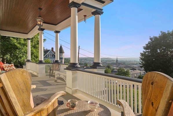 Dubuque's best front porch with stunning views of downtown Dubuque and the Mississippi River!