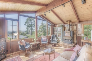 Living Room with HDTV and Distant Ocean Views
