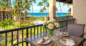 From golden hour to starlit evenings, this lanai is your front-row seat to Maui?s ocean magic and tropical charm PKC-404