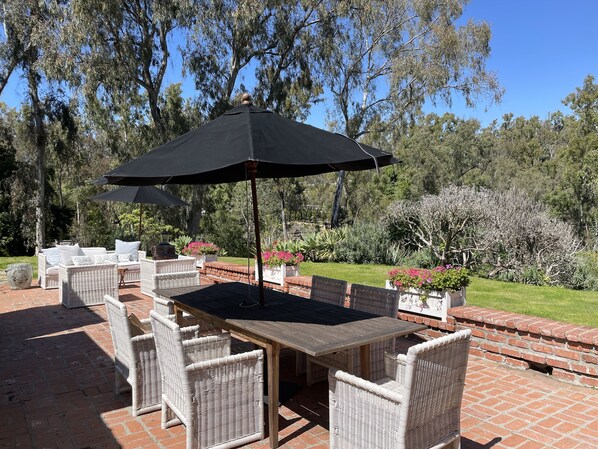 Outdoor Dining with Gas grill and TV