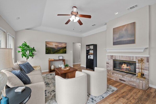A comfortable and inviting living room for you and your friends or family to enjoy.
