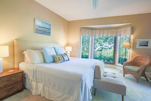 The primary suite also looks out onto the scenic and tranquil lagoon.