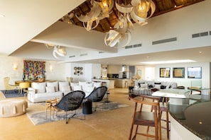 Great Room: Dining, Living, Lounge, Kiotchen, Bar