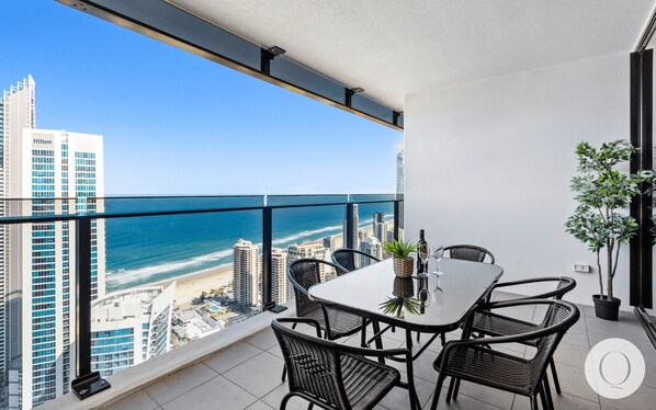 Refreshing scenery in the balcony area with the ocean and the city views