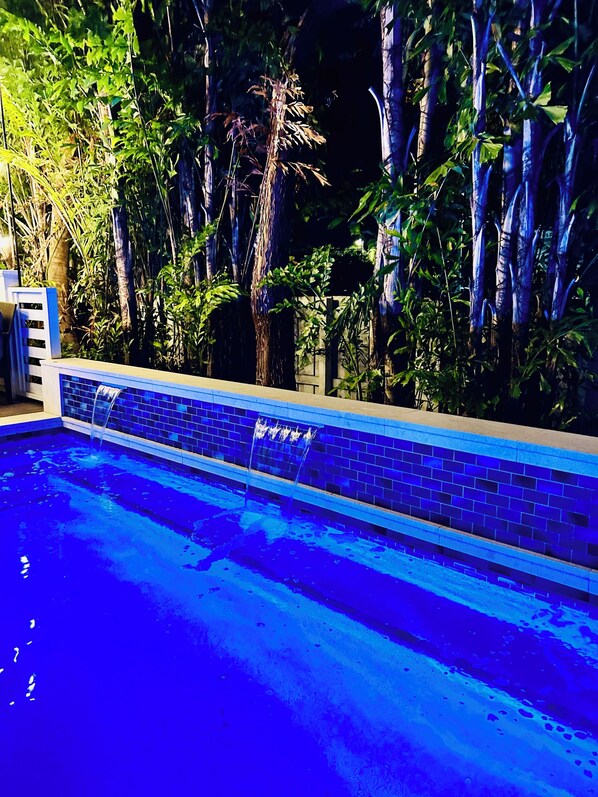 Private plunge heated pool located in the back of the villa.
