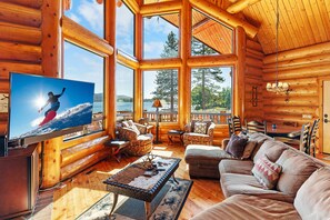Comfy living area with huge TV