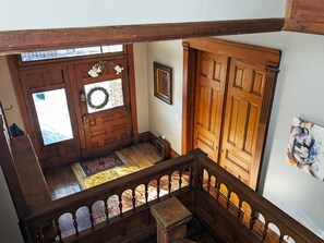 Front Hall flows into Living Room (pocket doors closed)