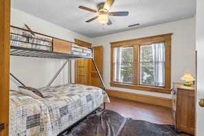 Bedroom 3. Bunk beds twin and full. There is a pullout trundle bed underneath.