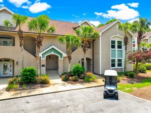 Front of Condo & New 6 Seat Golf Cart