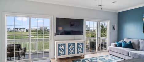 light filled great room overlooks the marsh