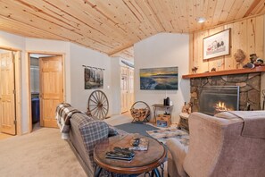 Wood burning fireplace in the living area!
