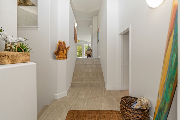 Main Entrance, to the left is the "bunk room" and to the right is the bathroom.