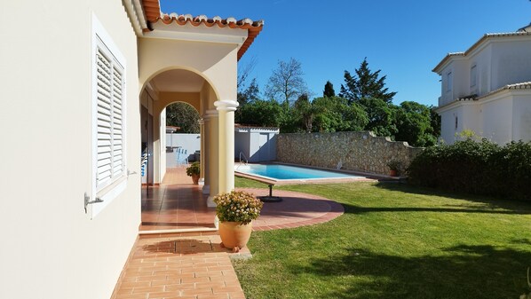 Sun Terrace, spacious garden area and private pool