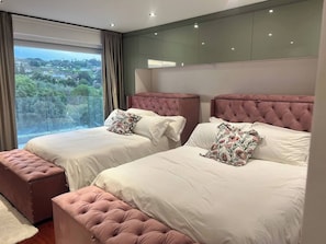 Each of the 7 bedrooms is spacious and luxurious, with two double sized comfortable beds. Cupboards and storage for luggage is also provided.