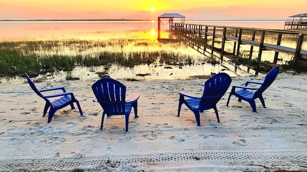 Your Private Beach & dock. Sunsets are amazing!