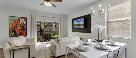 Open concept living and dining area