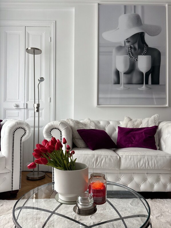 Beautiful recently-renovated and light-filled living room.