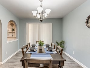 Gather and feast in this inviting dining area.