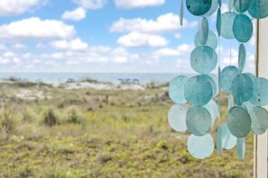 Peaceful wind chime on porch