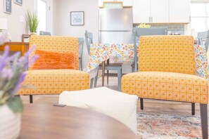 Find your happy place in this cheerful, welcoming space.