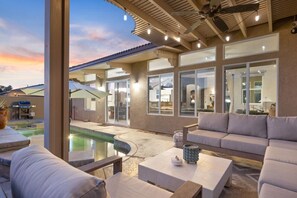 Covered outdoor seating area
