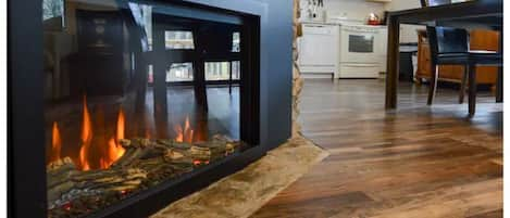 Electric fireplace in great room