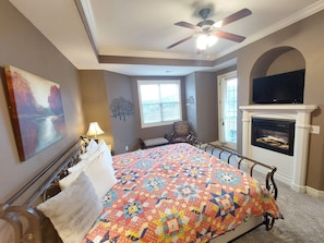 Spacious Master Bedroom with new furniture, vaulted ceilings, & incredible view!