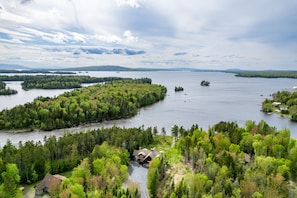 Chalet waterfront on Lily Bay, Moosehead Lake.