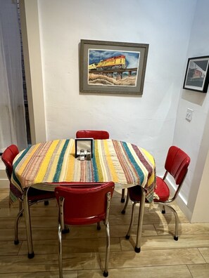 Dining space for four in the Rio Bravo Suite at Marfa House