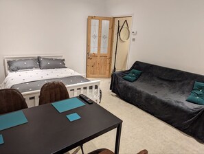 Bedroom 2 with TV, double bed and Sofa bed