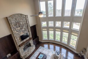 The architectural touches are a nice feature during your stay.  Looking down into the main floor Great Room