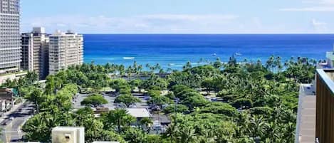 Stroll to Waikiki and the beach through Ft. DeRussy Park, it's less than 10 min 