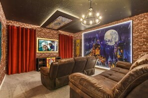 Enjoy a cinematic experience in our Magical Theater Room. Featuring plush seating and enchanting decor inspired by a magical castle.