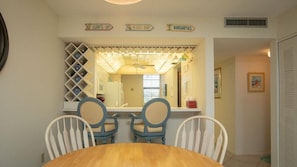 Dining table and kitchen view