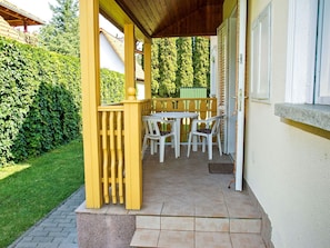 Plant, Building, Chair, Wood, Interior Design, Shade, Porch, Grass, Tree, Real Estate