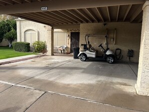 Front entry and carport with the golf cart