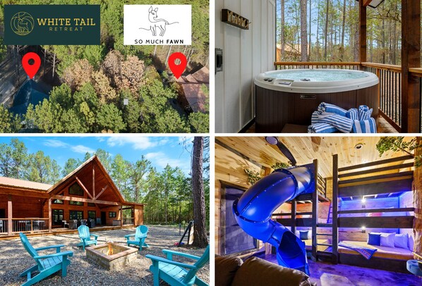 Enjoy these neighboring cabins, White Tail Retreat and So Much Fawn for up to 28 guests