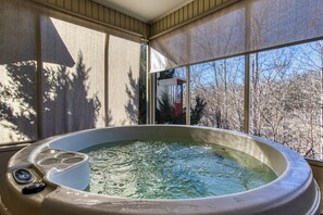 Your private hot tub on the screened in porch is amazing for a soak.